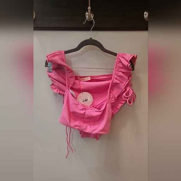 BNWT Selkie The Babe Pink Ruffled Bikini Set (Top XL & Bottom XXL) - Picture 3 of 5